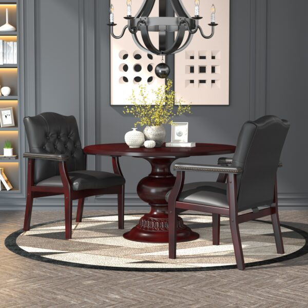 Luxury Wood Pu Leather Chair Dining Room Waiting Room Conference Meeting Chairs With Arm