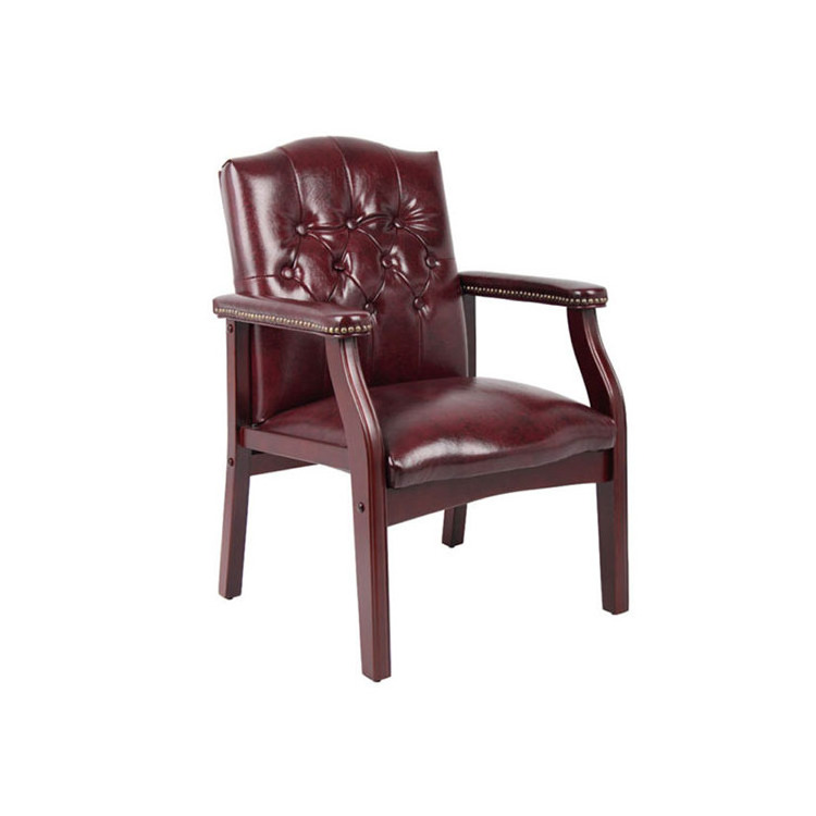 Luxury Wood Pu Leather Chair Dining Room Waiting Room Conference Meeting Chairs With Arm