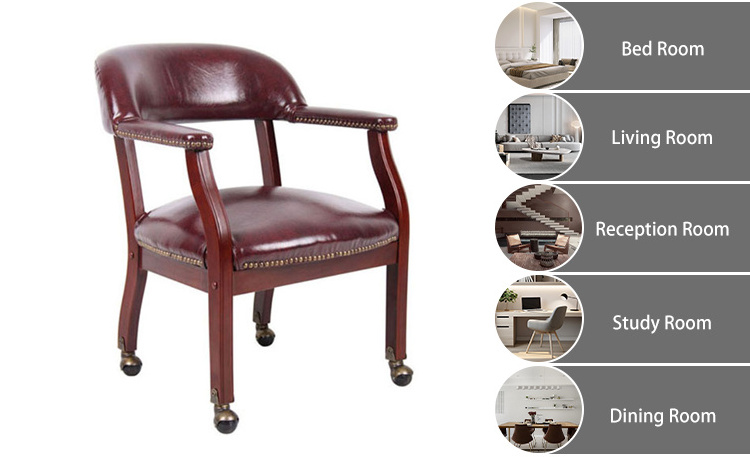 Wooden Seats Solid Wood Frame Dining Chairs Wooden Leather Upholstered Back Coffee Chairs