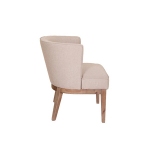 Factory Direct High Quality Beige Fabric Wooden Chair Dining Chair Single Wooden Arm Chair