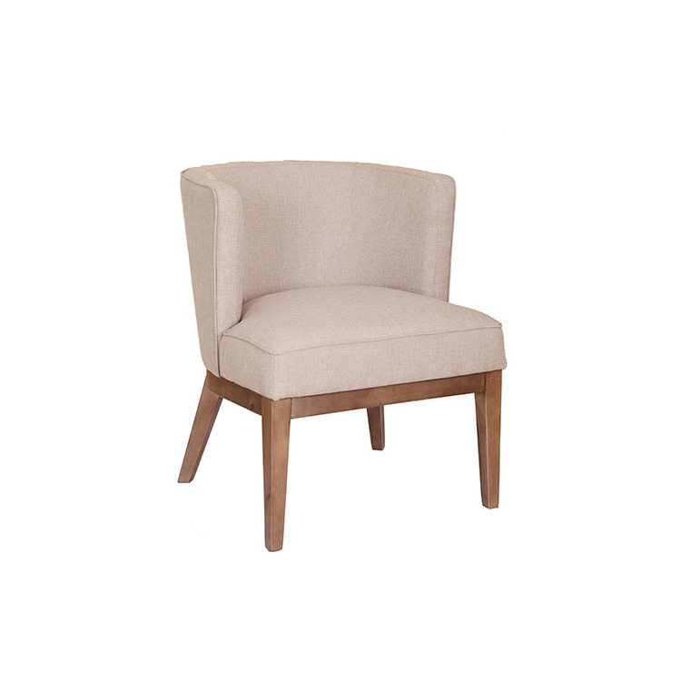 Factory Direct High Quality Beige Fabric Wooden Chair Dining Chair Single Wooden Arm Chair