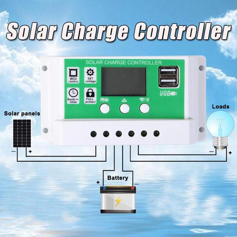 Y&H 30A 20A 10A PWM Solar Charge Controller Lithium Battery Lead Acid Battery 12V 24V Auto With Dual USB Solar Regulator New