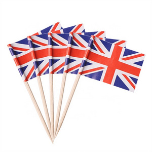 Custom Party cake decor wooden mini tooth pick stick flag 2.5x3.5cm