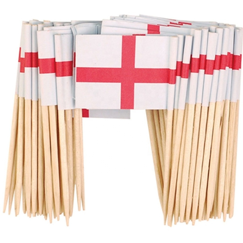 Custom Party cake decor wooden mini tooth pick stick flag 2.5x3.5cm