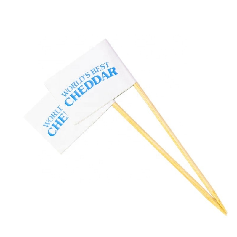 Custom Party cake decor wooden mini tooth pick stick flag 2.5x3.5cm