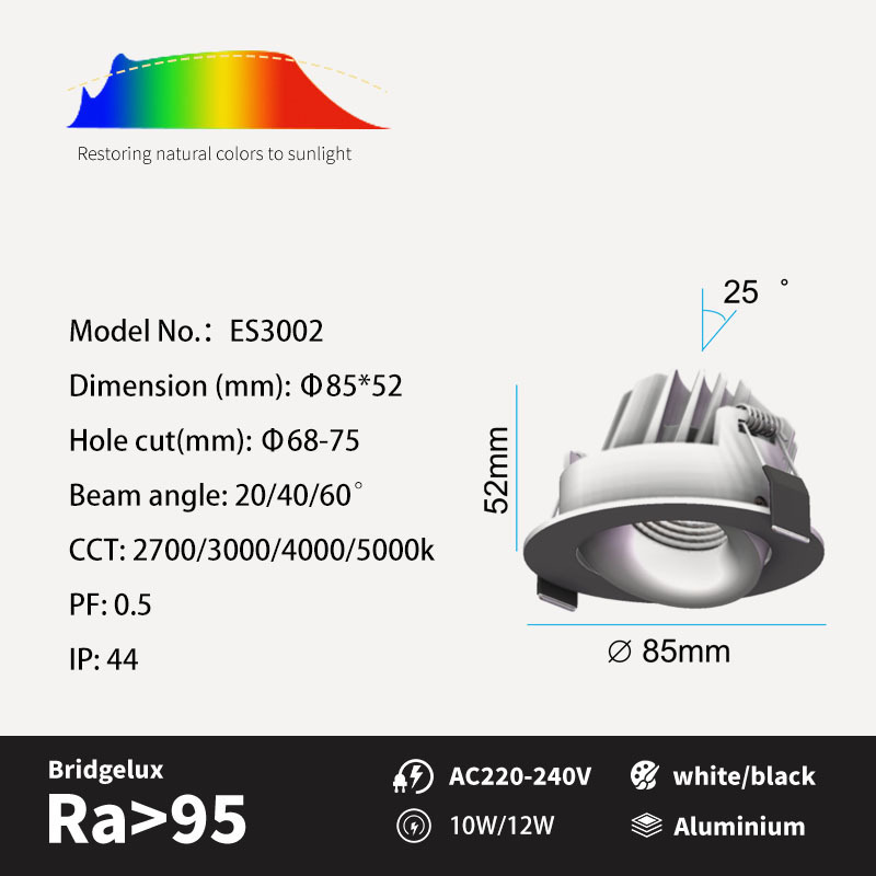 10W light led cob downlight adjust down lights design recessed anti-glare spot light