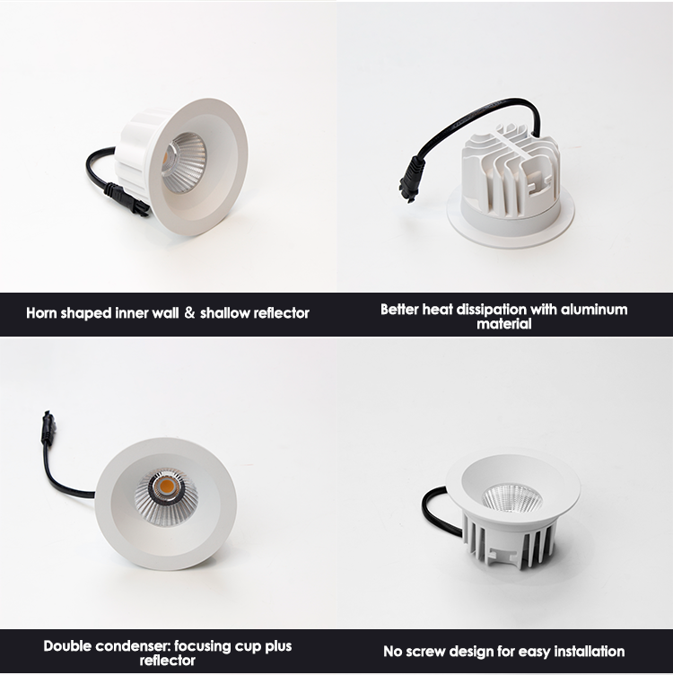 12w adjustable ceiling led downlight lamp spot light recessed cob antiglare recessed lighting high lumen spotlight