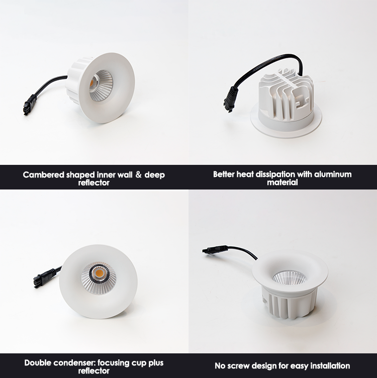 8W hotel shop mall led spotlight aluminium IP54 reflector fixed round recessed classic ceiling spot light