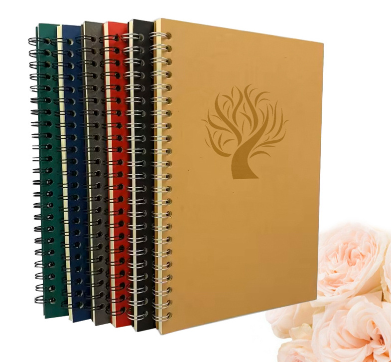 Fancy OEM Leather cover spiral notebook A4  144 Sheets Double Spiral Planner Self Care Planner Journal Notebook notebook a5