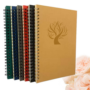 Fancy OEM Leather cover spiral notebook A4  144 Sheets Double Spiral Planner Self Care Planner Journal Notebook notebook a5