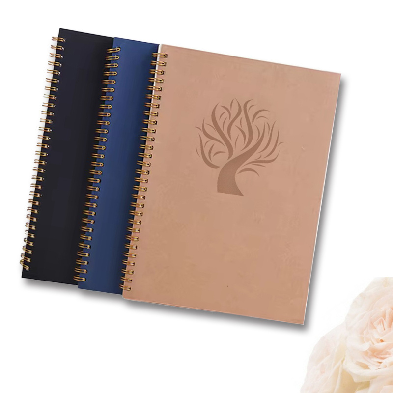 Fancy OEM Leather cover spiral notebook A4  144 Sheets Double Spiral Planner Self Care Planner Journal Notebook notebook a5