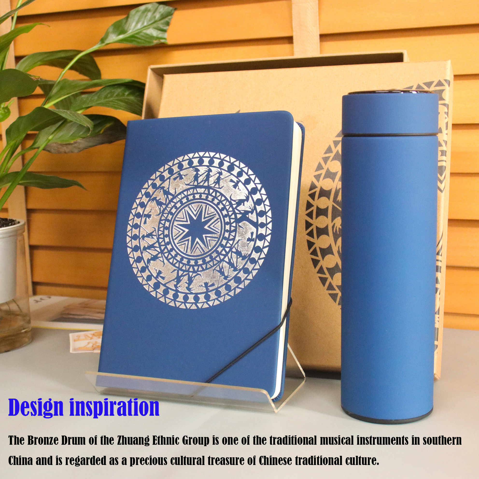 Wholesale leather journal with pen and thermos cups notebook gift set for business sublimation blank promotional business gifts