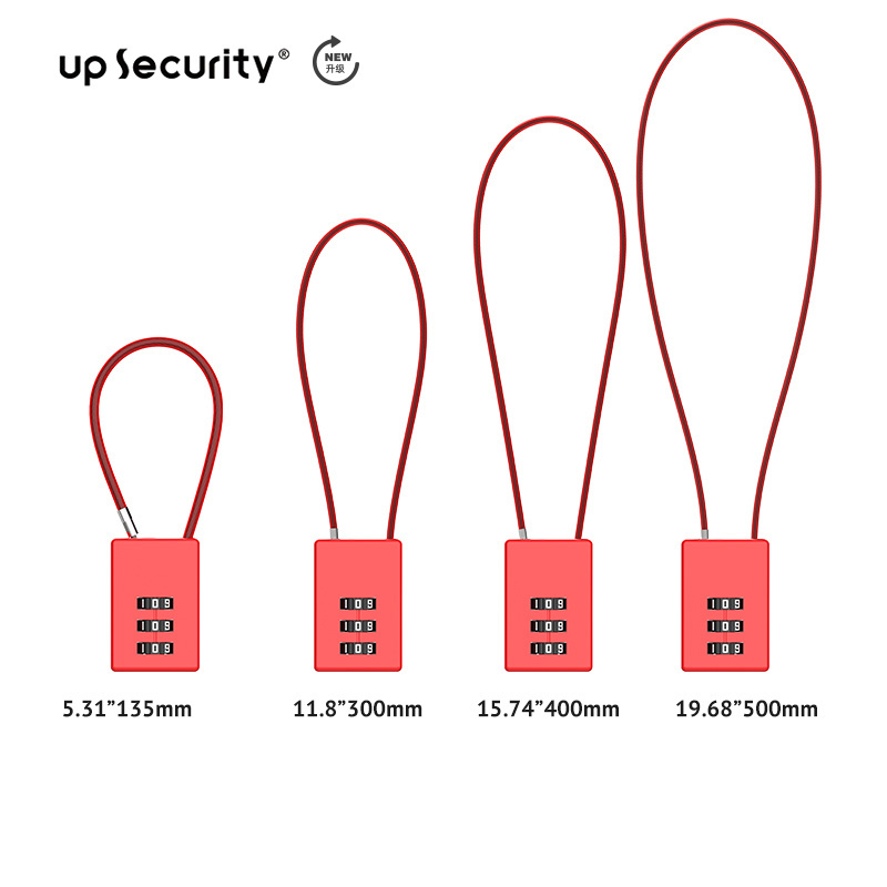 Hot Selling 3 Digits Mini Combination Cable Lock 02U-3D 135mm Long Shackle Travel Luggage Padlock Cable Combination Lock