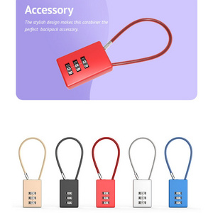 Hot Selling 3 Digits Mini Combination Cable Lock 02U-3D 135mm Long Shackle Travel Luggage Padlock Cable Combination Lock