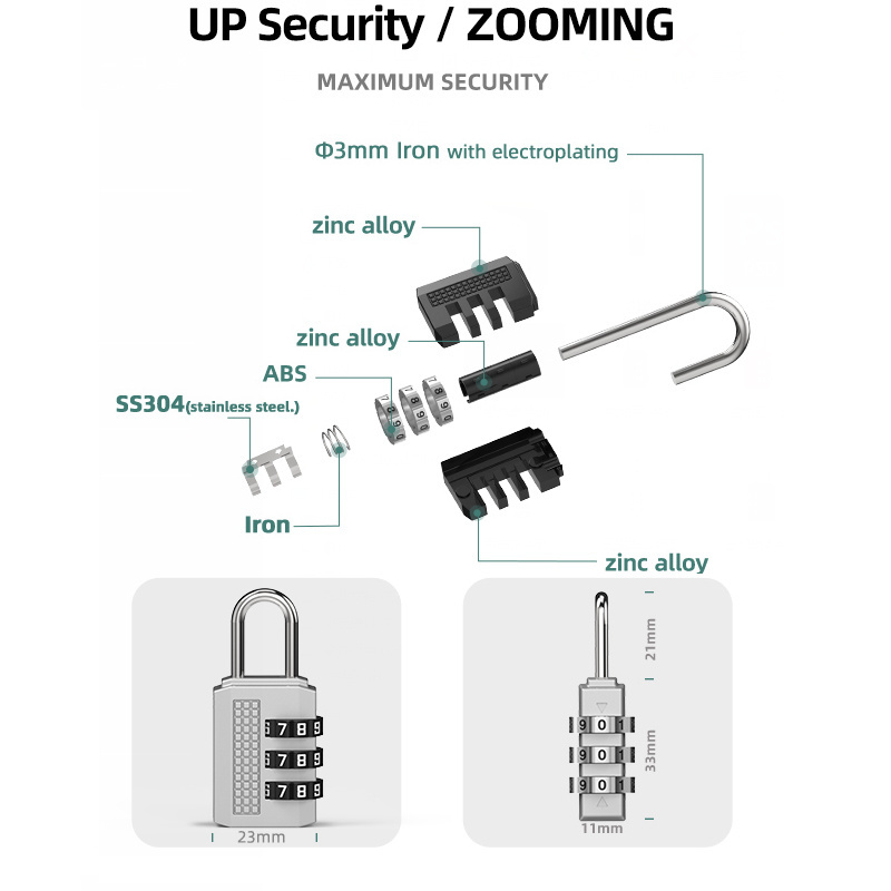 High Quality 3 Digit Combination Lock 01B Combination Password Padlock for Gym School Cabinet Security