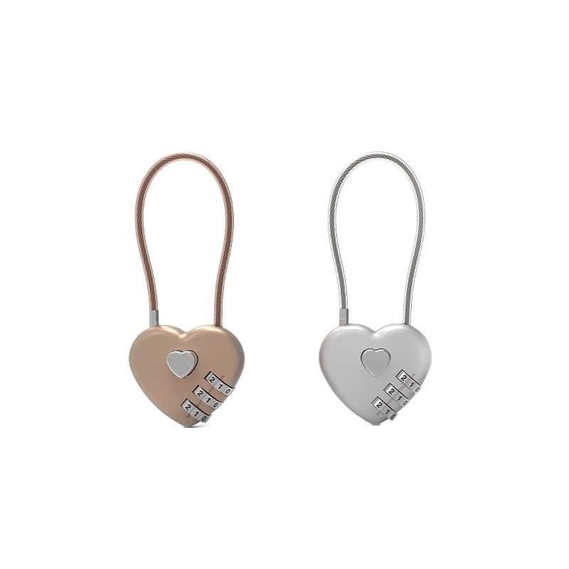 OEM Heart Love Combination Padlock for Safe Box 3 Digit Password Combination Padlock Suitcase Scooters locks 6color