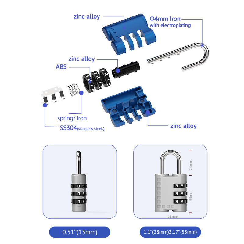 candado de combination master lock 3 digit wordlock luggage Cabinet Padlock wooden gate fence safe