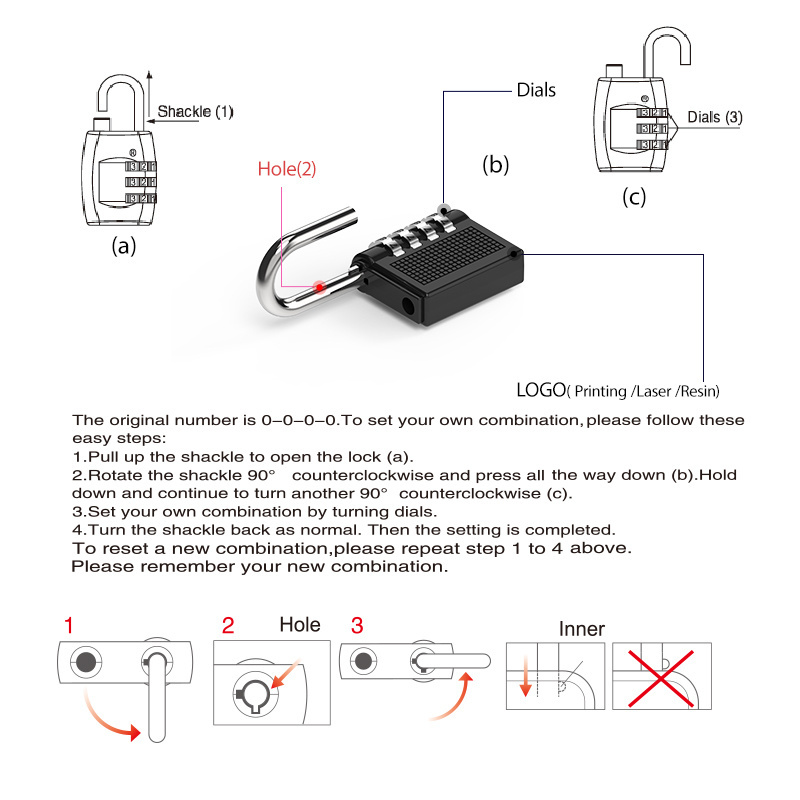 High quality Travel Luggage Password number locks Cabinet Lock 4 Digit Waterproof Combination Small Padlock For Locker In Stock