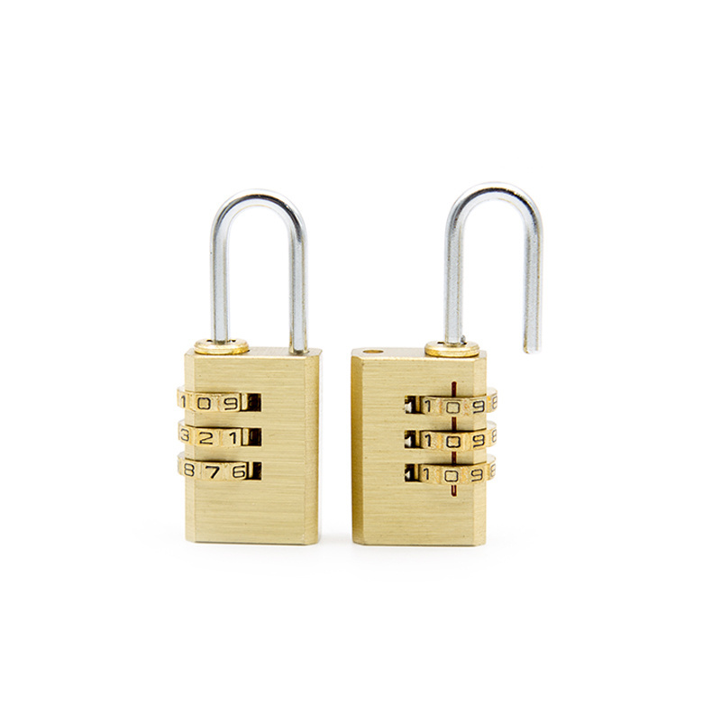 Hot Selling Gold Brass 3 digit  Combination Lock  copper password number letters padlock for bag suitcase cabinet locker