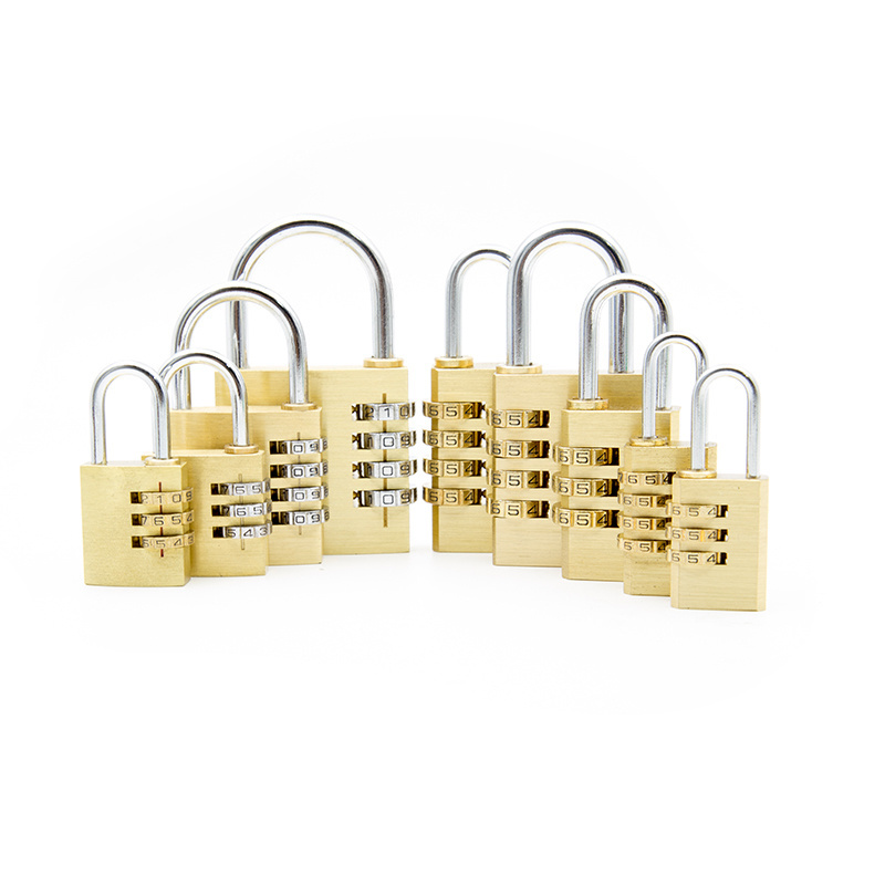 Hot Selling Gold Brass 3 digit  Combination Lock  copper password number letters padlock for bag suitcase cabinet locker