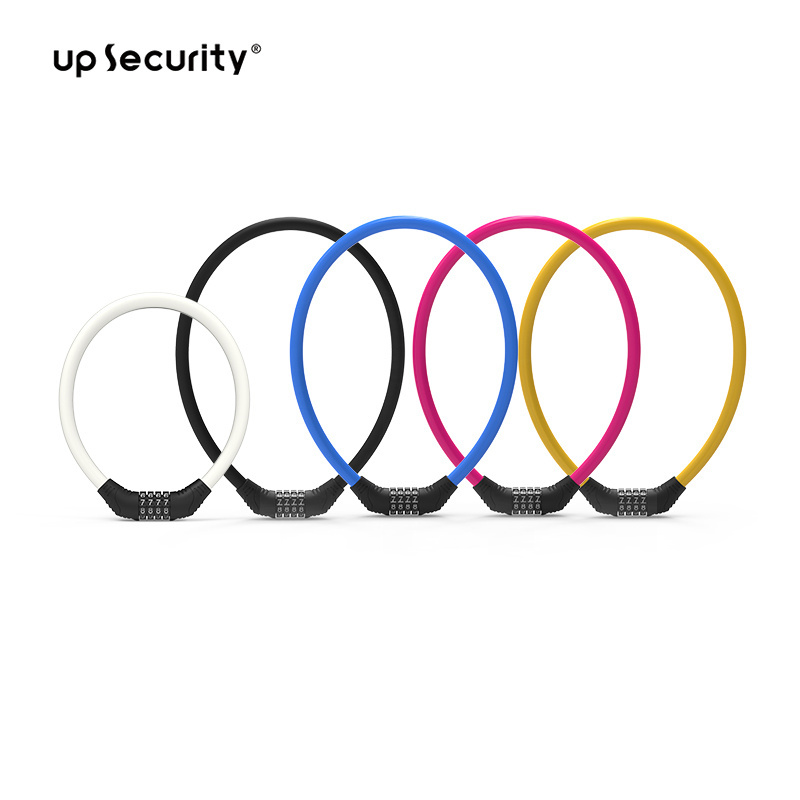 Folding Steel PVC Bike Lock 4 Digit Resettable Combination scooter Lock for Bicycle Colored Bicycle Lock Cable Chain Padlock