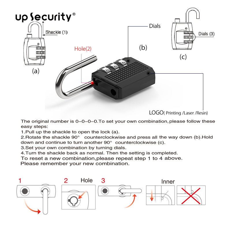 smart padlock For Gym Locker  Resettable Password Combination Padlock Mailbox 4 Digit/dial Combination lock