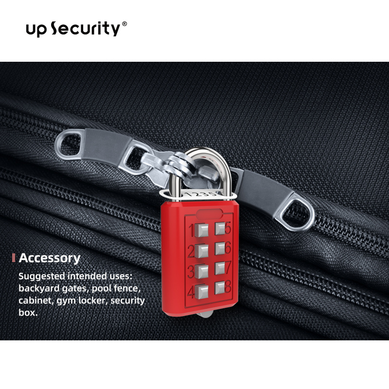 Outdoor Keyless 8 Push Button digital Password Padlock Combination Padlock for Blind Man