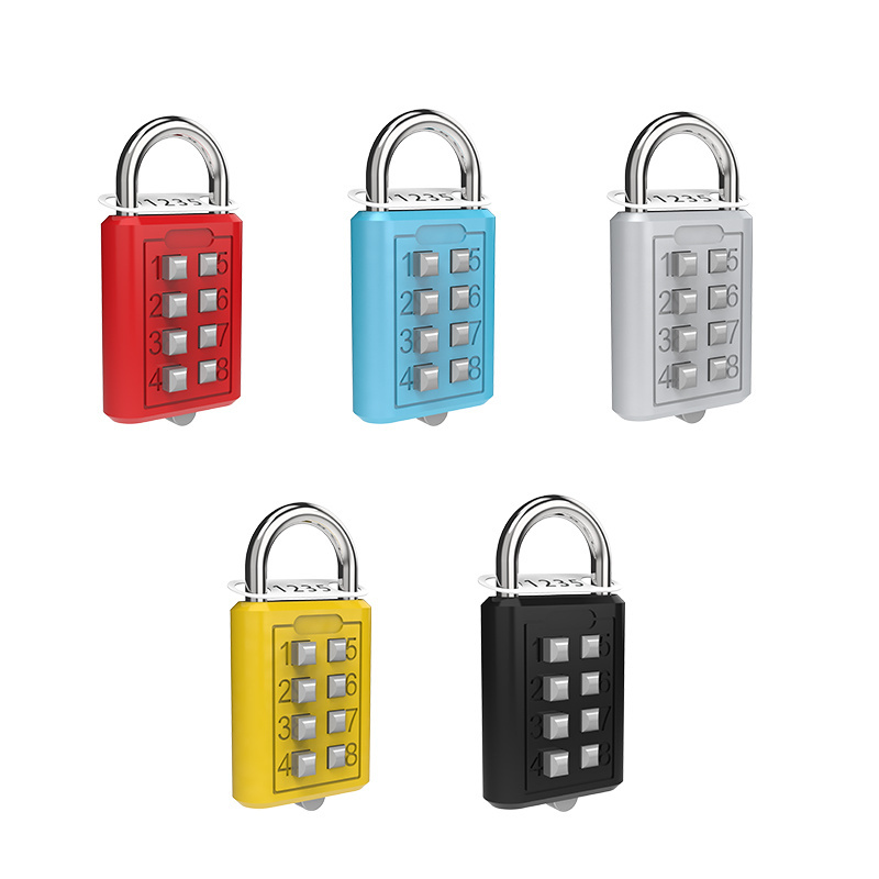 Outdoor Keyless 8 Push Button digital Password Padlock Combination Padlock for Blind Man