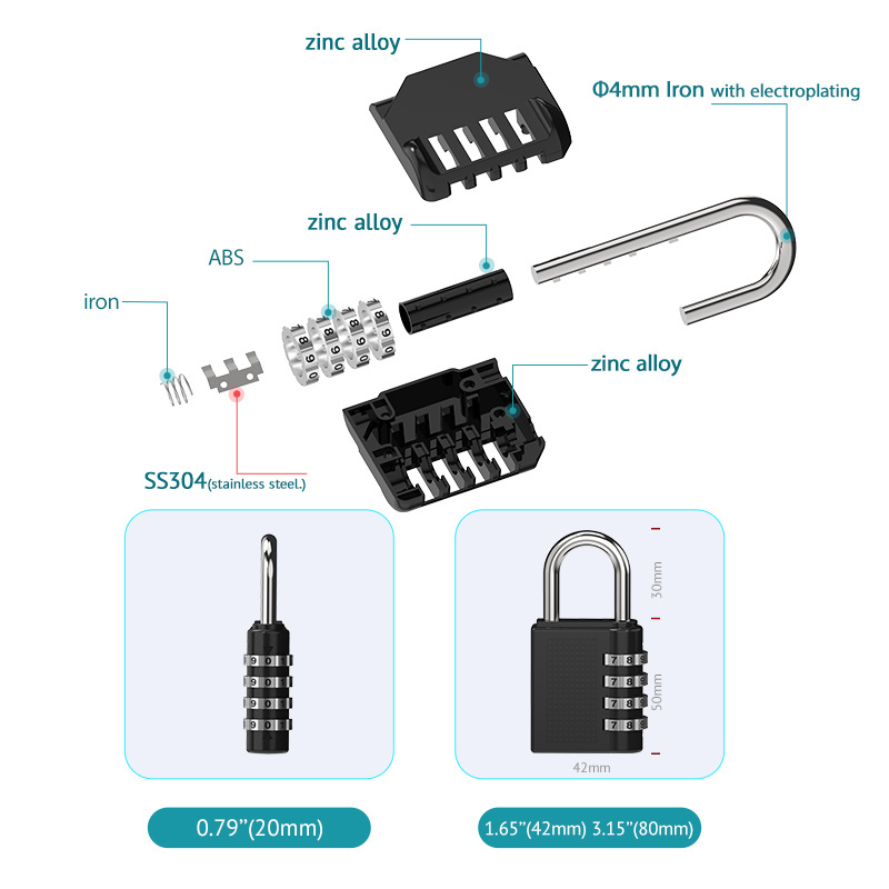 Heavy Duty Resettable Combination Padlocks Wholesale 4 Digit Padlock Mindy Padlock Viro Combination Lock for Gym Locker Drawer