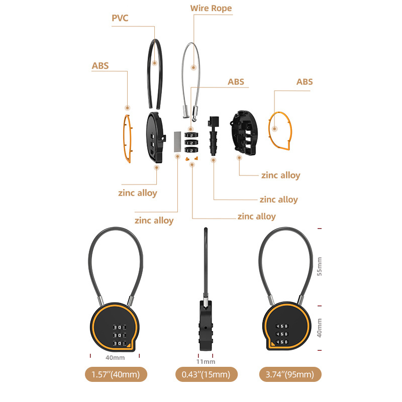 2023 New Arrival Chat Bubble Combination Locks 3 Digit Wire Cable Mindy Padlock Viro Mini Padlock for Travel Luggage Zipper