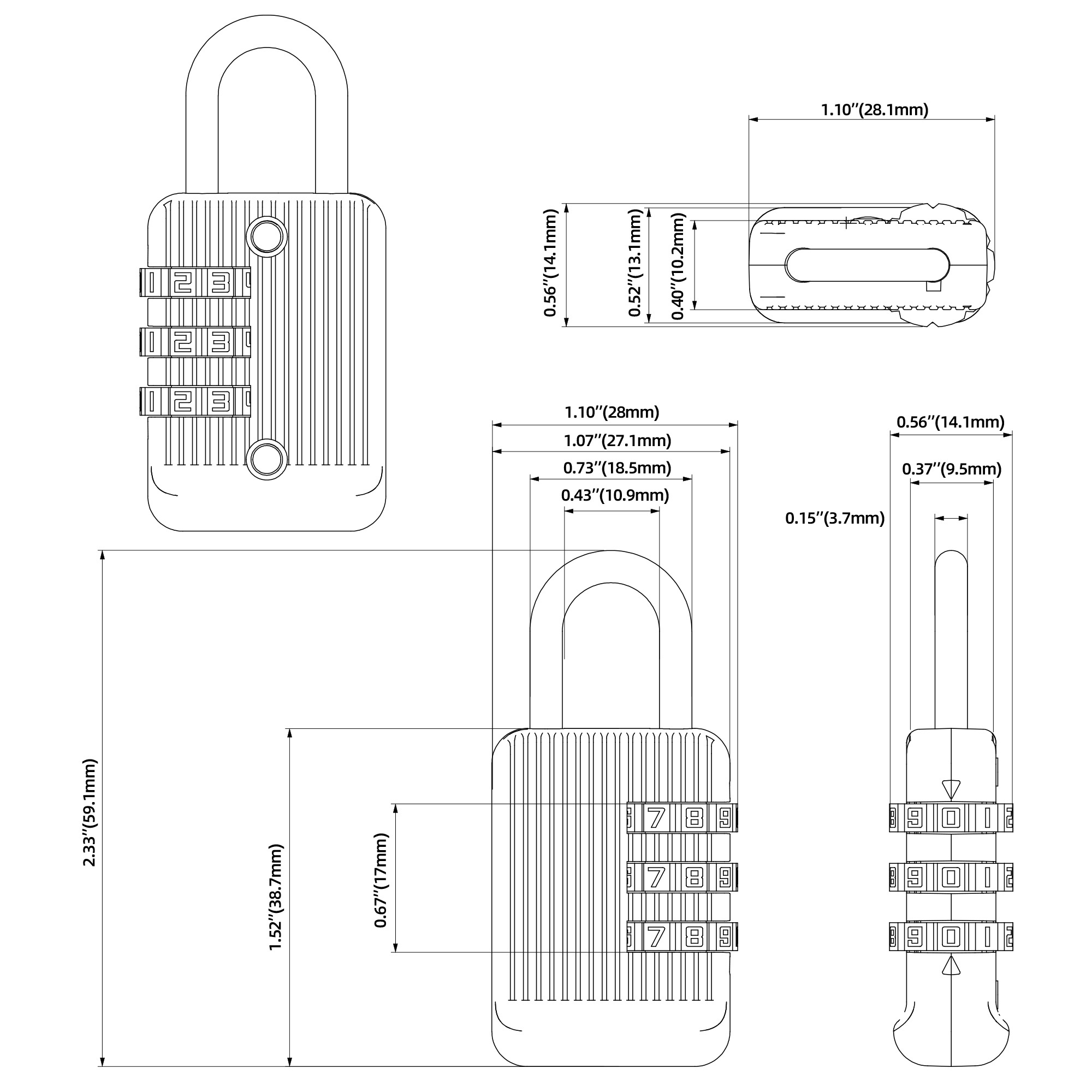 2023 New Combination Lock 3 Digit Padlock with Combination 01H3 Small Cute Fashion Luggage Locker Locks for Gym School Cabinet