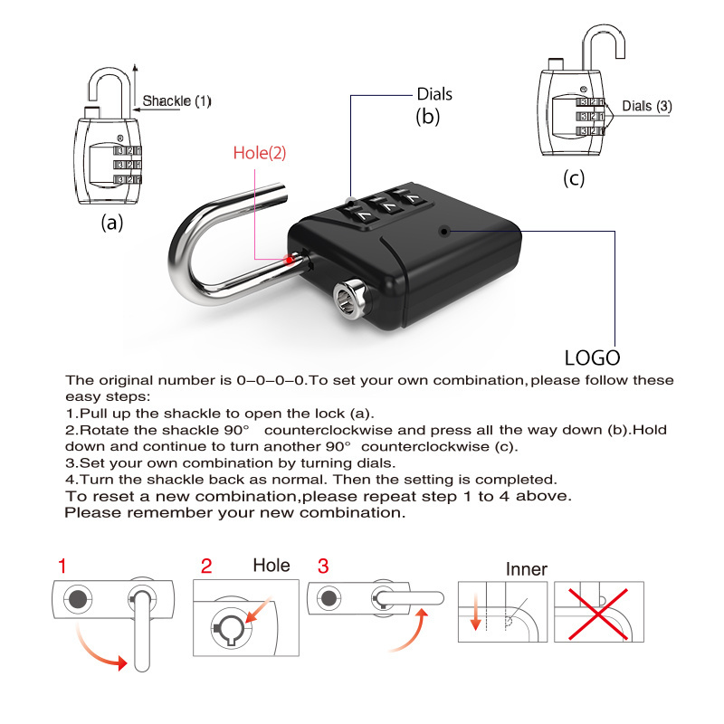 Tsa Travel Lock TSA 4 Digit Combination Padlock Luggage Travel Lock Zinc Alloy Combination Padlock