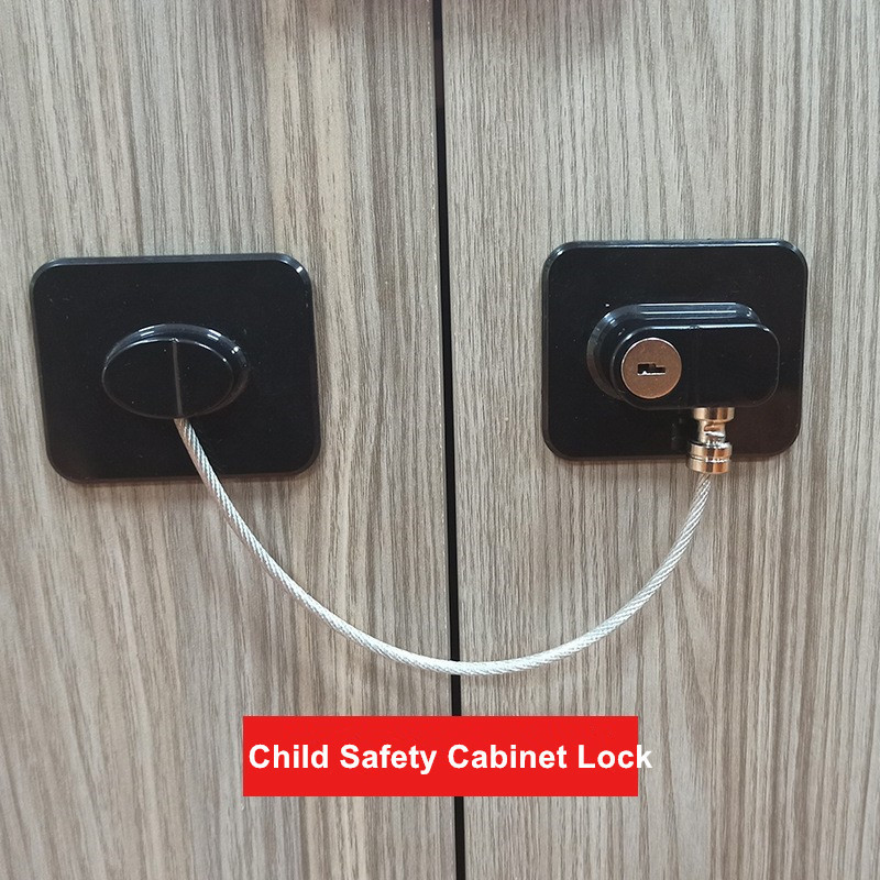 Child Safety Cabinet Lock Fridge Lock With Strong Adhesive Drawer Refrigerator Lock With Cable