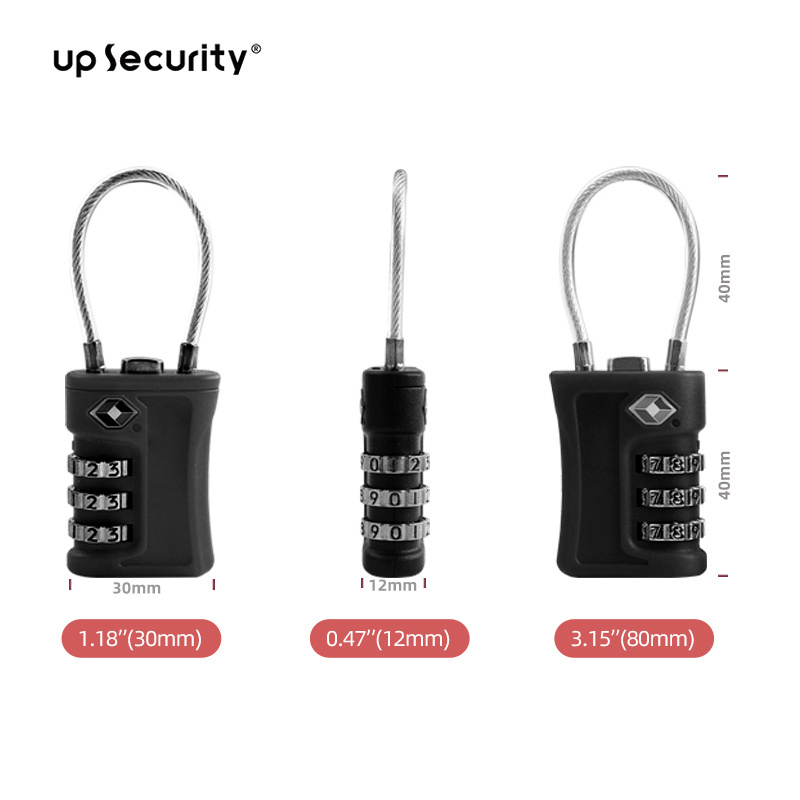 TSA  Approved Combination Padlock 3 Digit Wire Lock TSA Lock TSA Cable Travel Luggage Combo Padlocks for Zipper Suitcase