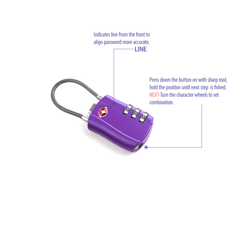 Zinc Alloy Travel Luggage Lock Security  luggage Padlock  TSA approved Combination Lock for School Gym