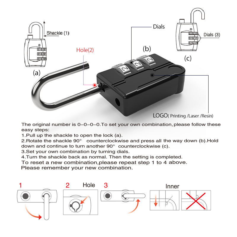 Customization brinks combination lock pattern padlock briefcase digit luggage lock handbag mailbox gun safe resident evil