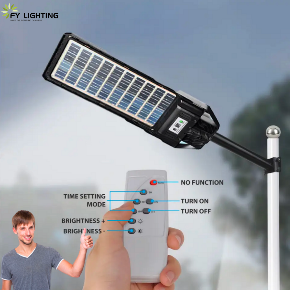 Remote Control 200w Battery Powered Lights Outdoor Dimmable Integrated ABS All In One Led Solar Street Light with Pole