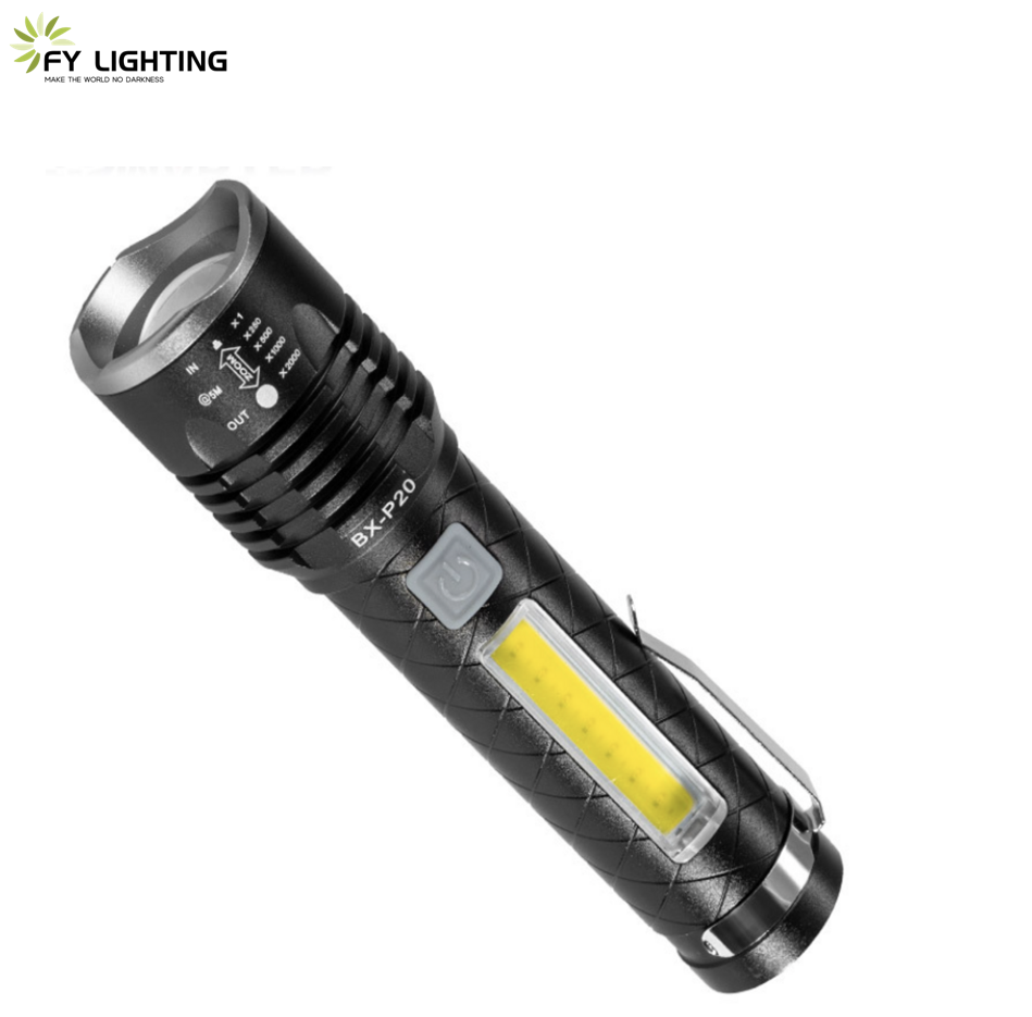 2023 FY Edc Zoomable Usb Charging Torchlight Pocket Flash Light Led Torch Mini Waterproof Flashlight