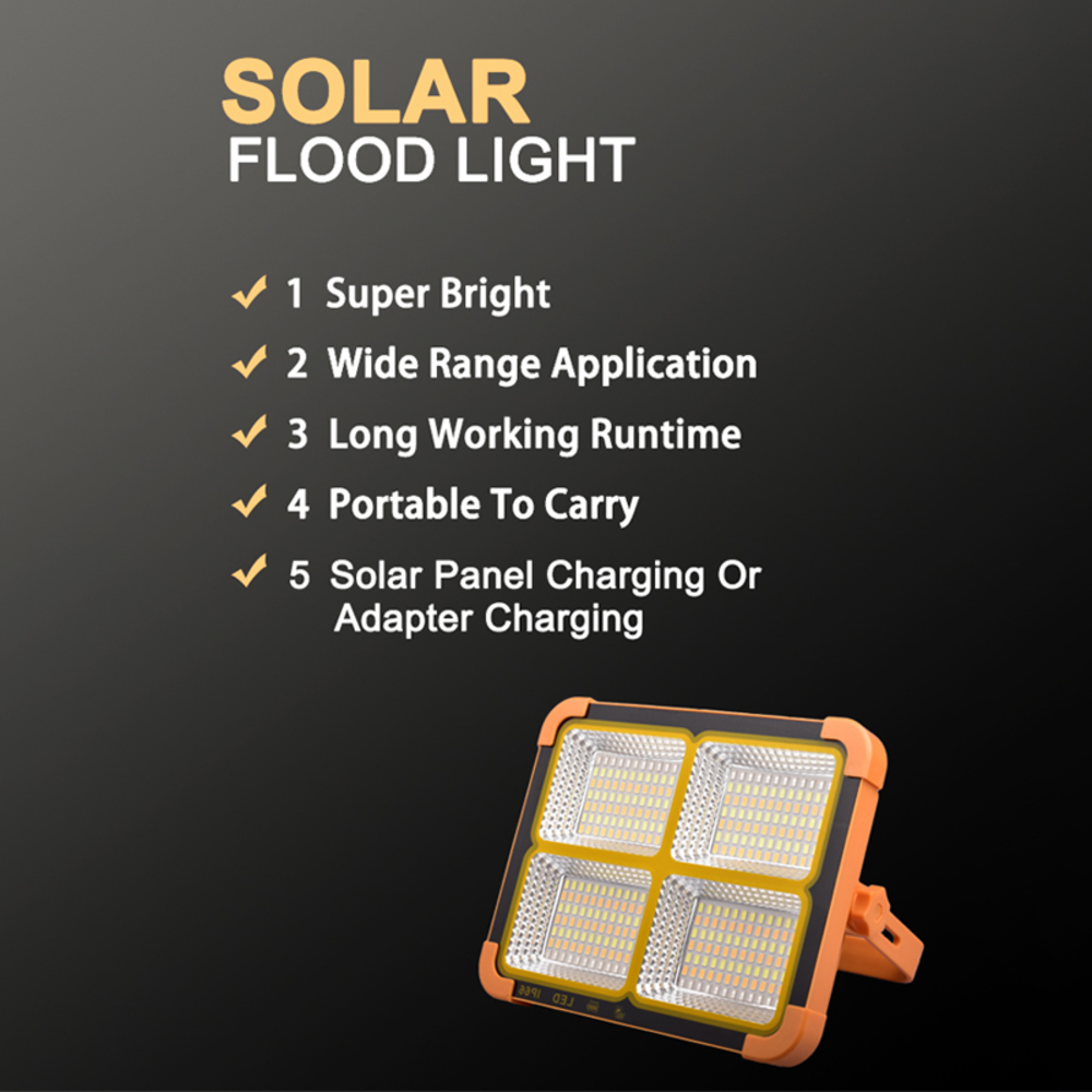 100w Led Ip65 Solar Flood Light High Quality Outdoor Lithium Battery Garden Luces ABS 6V 70 Outdoor Waterproof IP 65 Waterproof