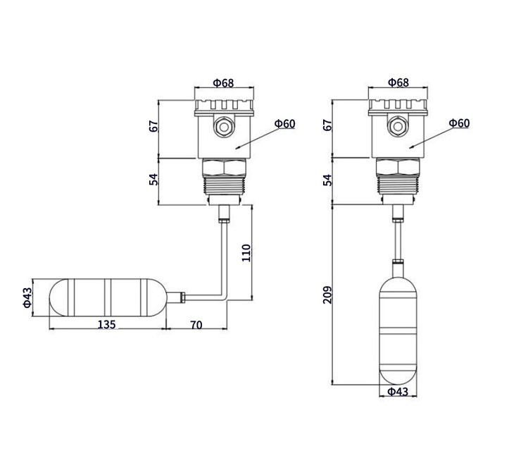 Control fuel level sanitary horizontal Float linear ball spline Switch  voltage 24v stainless steel liquid water level sensor