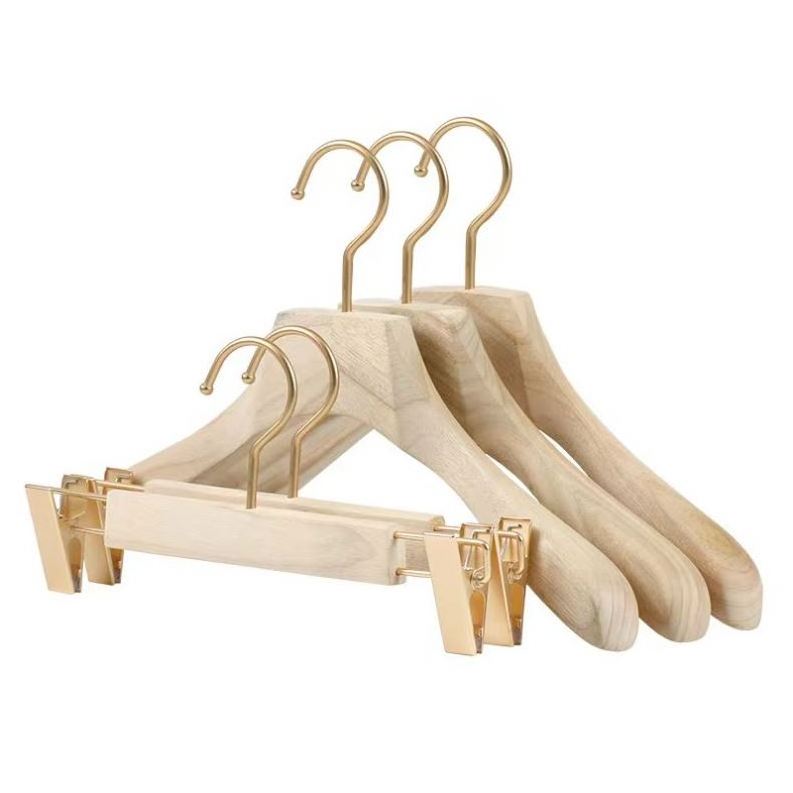 Manufacturer Wholesale Hangers High Quality Custom Logo Clothes Shop Rack Hanging Coats Wooden Cloth Hanger Wood Natural 20 40g