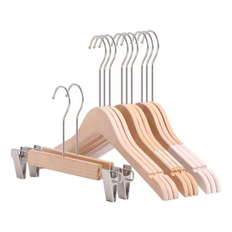 Wooden Coat Clothes Hanger Suit Hangers Wooden Shelf with Metal Hooks Smooth 20 Wooden with Non Slip Pants Bar for Spoon 40g 025