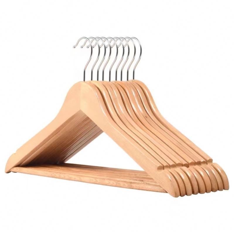 Manufacturer Wholesale Hangers High Quality Custom Logo Clothes Shop Rack Hanging Coats Wooden Cloth Hanger Wood Natural 20 40g