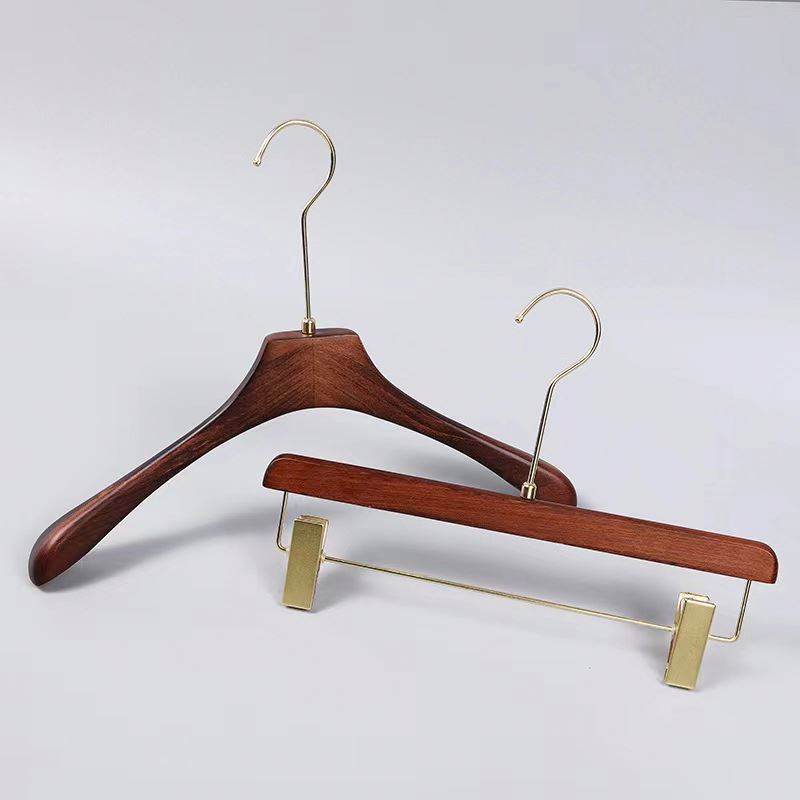 Wooden Coat Clothes Hanger Suit Hangers Wooden Shelf with Metal Hooks Smooth 20 Wooden with Non Slip Pants Bar for Spoon 40g 025