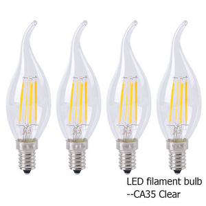 Best Selling 2W 4W 6W AC85-265V Glass Electric Vintage Edison Bombillas Led Soft Candle Chandeliers Led Filament Bulb