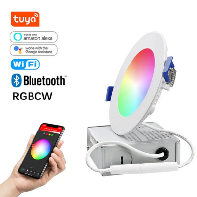 New 4 inch, 6 inch 16 Million Colors Spot LED Smart RGB White Recessed Downlight Wifi Control Led Panel Lights