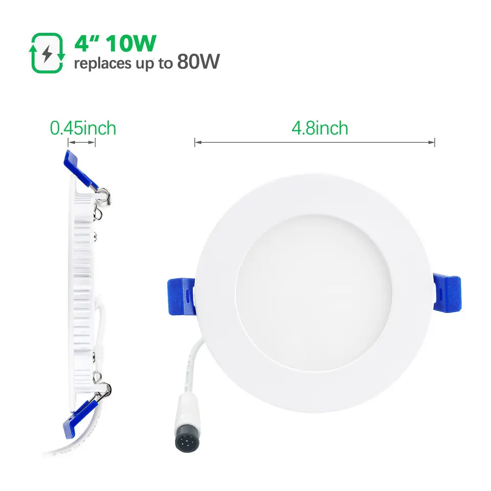 Smart Wifi Alexa Tuya App Control Dimmable Led Slim Panel Lights with Junction Box 4inch 6inch RGB Recessed Ceiling Downlight