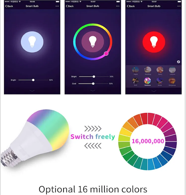 Good Price Wifi Color Bulb 9W E27 Blue Tooth Bulb Google App Control Smart Home Lights Smart  Lights Bulb