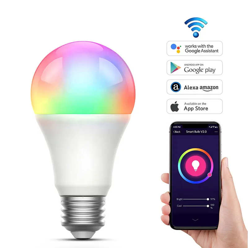 Good Price Wifi Color Bulb 9W E27 Blue Tooth Bulb Google App Control Smart Home Lights Smart  Lights Bulb