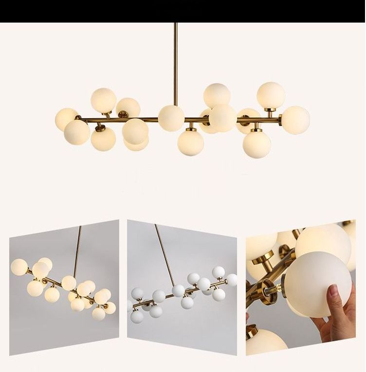 2023 Simple Modern Industrial Style Glass Ball Pendant Lamps Kitchen Dining Chandelier With G9 16 Bulbs